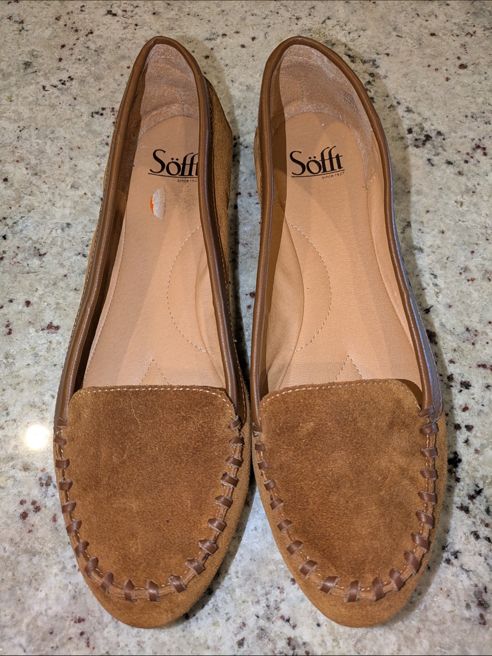 Söfft Tan Suede Moccasin Slip-On Flats